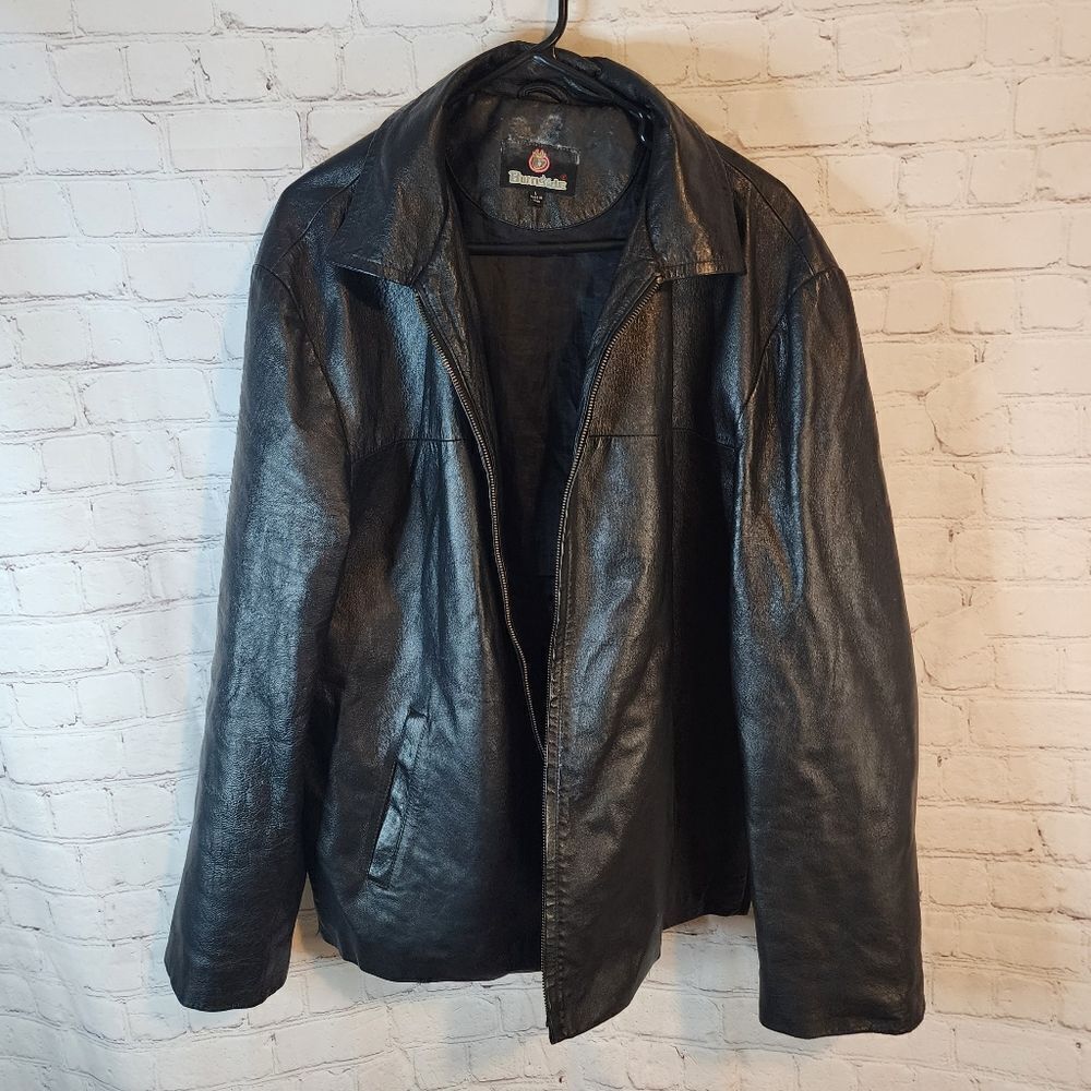 Men's Burnside 100% full zip leather jacket, size Large